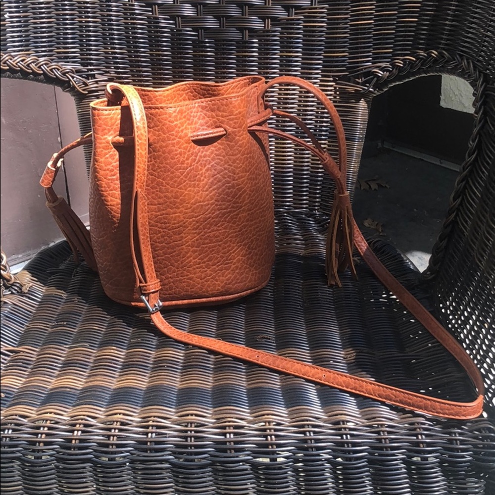 Free People Leather Cross Body Bag w/ Tassels